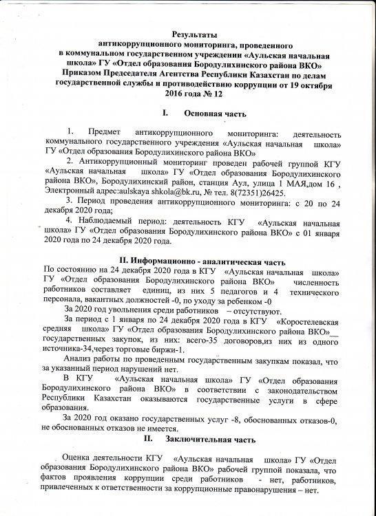 Результаты антикоррупционного мониторинга