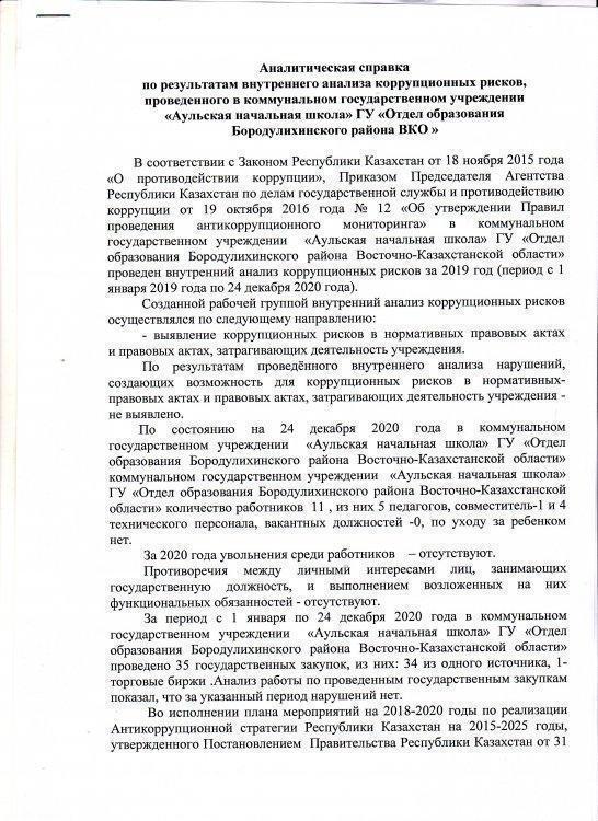 Аналитическая справка антикоррупционного мониторинга